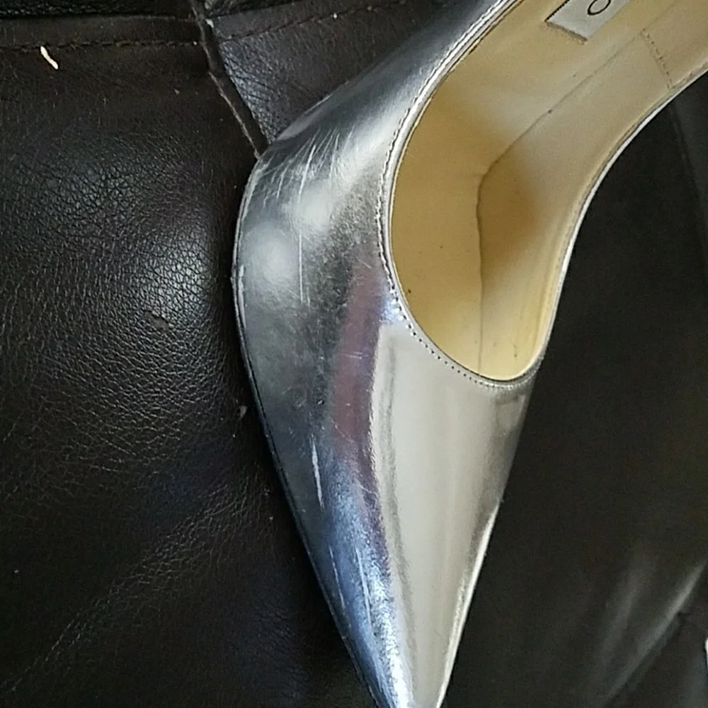 Jimmy Choo Anouk Silver Mirror Leather - Picture 6 of 8